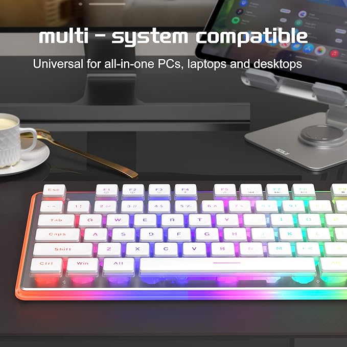 Camiysn Gaming Creamy Keyboard and Mouse White 104 Keys RGB and 6 Speed RGB Mouse Combo Pudding Keycaps Silent Computer Keyboard for Computer/PC/Laptop/Mac/Windows/Office