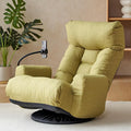 Floor Chair with Back Support Swivel Gaming Chair with 5 Adjustable Position Meditation Chair with Phone Holder Linen Indoor Lounge Chair for Lazy Boys Living Room Bedroom Lounge Green