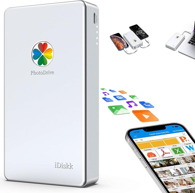 iDiskk 2TB App-le Certified External Hard Drive for iPhone 17 &amp iPad Android Mobile 2TB iPhone Hard DiskMacBook and PC Photo Stick to Backup Photos/VideosFiles for iPhone17/16/15/14