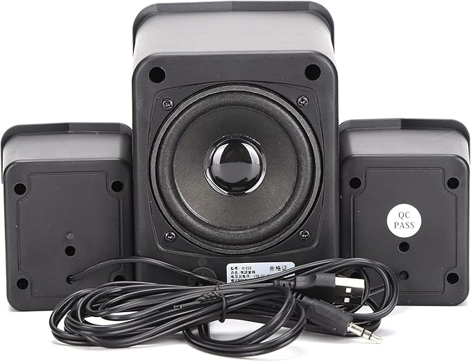 SUNGOOYUE Desktop Computer Speaker System 3W Stereo Sound with Bass ABS Material 2.1 Channel DC Powered Mini Speakers with Volume Control Knob 1.5m Audio Cable