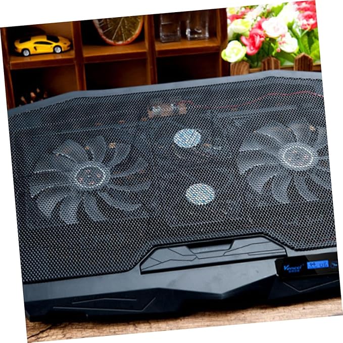 Laptop Cooling Rack with Silent Fans Cooling Stand with Skid Feet and Ventilated Panel for Notebooks Portable Heat Dissipation for Home Office School Use
