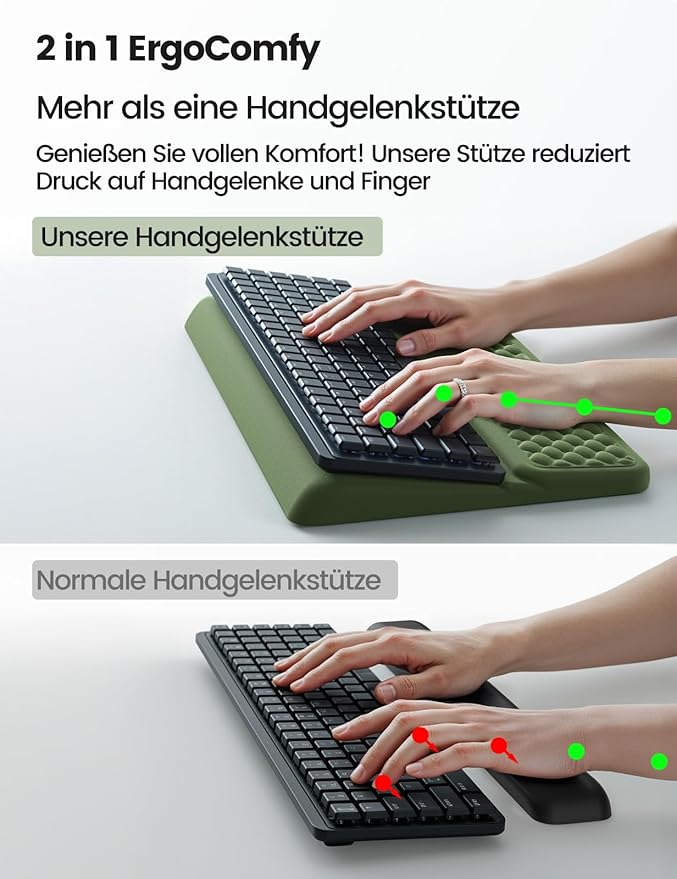 Vaydeer Wrist Rest with Keyboard Stand Computer Wrist Support Pad Ergonomic Keyboard Riser Holder Lifter Tray with Wrist Pad Soft Memory Foam Desk Cushion Palm Hand Typing for Office Home School