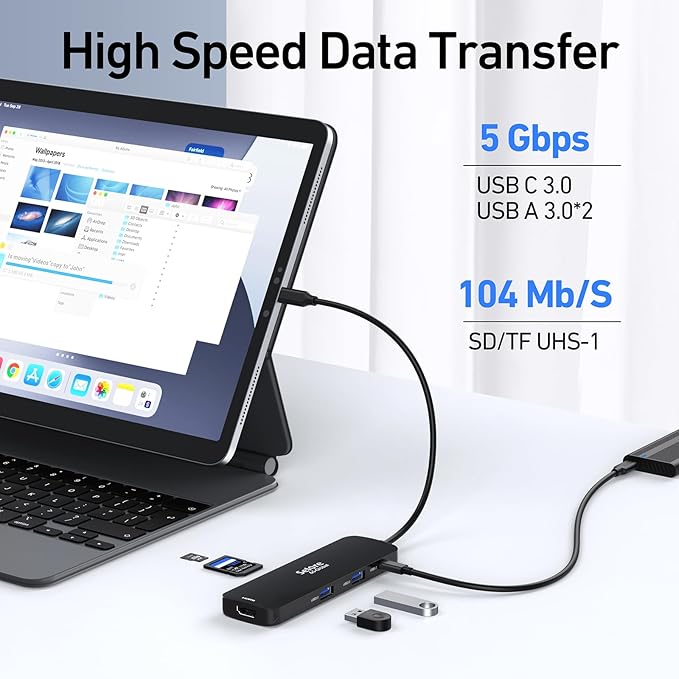 USB C Docking Station Dual HDMI Monitor USB C to Dual HDMI Adapter with 2HDMI Ports PD Charging SD/TF USB A&ampC 3.0 Ports Laptop Docking Station for Dell XPS/HP/Lenovo/Surface/Yoga etc(Black)