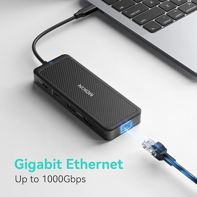 MOKiN USB-C Hub 9-in-1 USBC Dock Dual 4K HDMI USB C to USB Adapter 1 Gbps Ethernet Hub 100W Power Delivery SD Card Reader for MacBook Pro XPS and More
