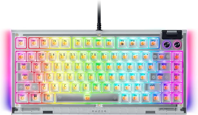 Razer BlackWidow V4 75% Mechanical Gaming Keyboard: Hot-Swappable Design - Compact &amp Durable - Orange Tactile Switches - Chroma RGB - MF Roller &amp Media Keys - Comfortable Wrist Rest - Phantom