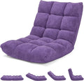 14-Position Lazy Sofa Chair with Back Support Soft Coral Fleece Recliner for Gaming Reading Meditating Yoga (Violet)