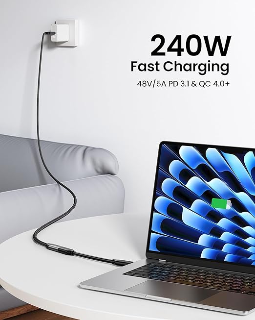 Silkland 80Gbps USB 4 Extension Cable for Thunderbolt 5/4 [240W Charging 8K 60Hz] USB C Extender 4ft 4K@540Hz Type C Male to Female Adapter Compatible for USBC Hub iPhone 17/16 MacBook iPad