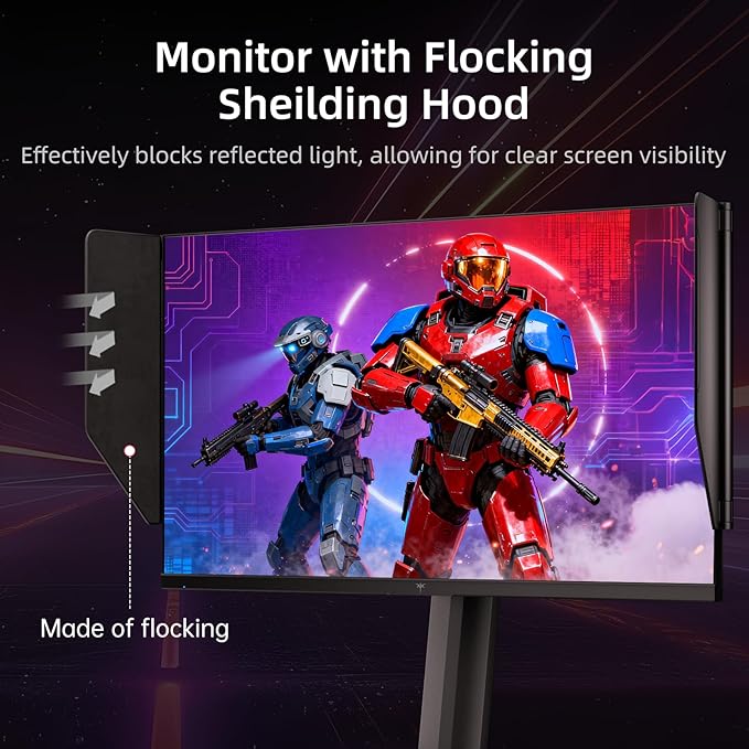 KTC 27 Inch Gaming Monitor 27M1 1440p 200Hz Computer Monitor with Built-in Sperkers Up to 210Hz 2K QHD Fast IPS Adaptive Sync 130% sRGB ΔE＜2 Height Adjustable Monitors with Shielding Hood