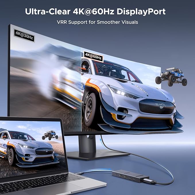 UGREEN Revodok Pro 6 in 1 USB-C Hub to DisplayPort 4K 60Hz 100W Power Delivery 10Gbps USB-A and USB-C 3.2 for MacBook Pro/Air iPad Pro Thinkpad Rog Ally and More.
