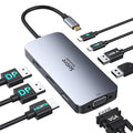USB C Docking Station Dual DisplayPort Monitor USB C Hub DisplayPort with 2 DP HDMI VGA 100W PD Charging USB-A/C 2.0 Ports - Multi Monitor Adapter for Dell HP Lenovo and More