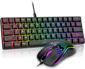 RedThunder 60% Gaming Keyboard and Mouse Combo Ultra-Compact 61 Keys RGB Backlit Mini Keyboard Lightweight 7200 DPI Honeycomb Optical Wired Gaming Set for PC MAC PS5 Xbox Gamer(Black)
