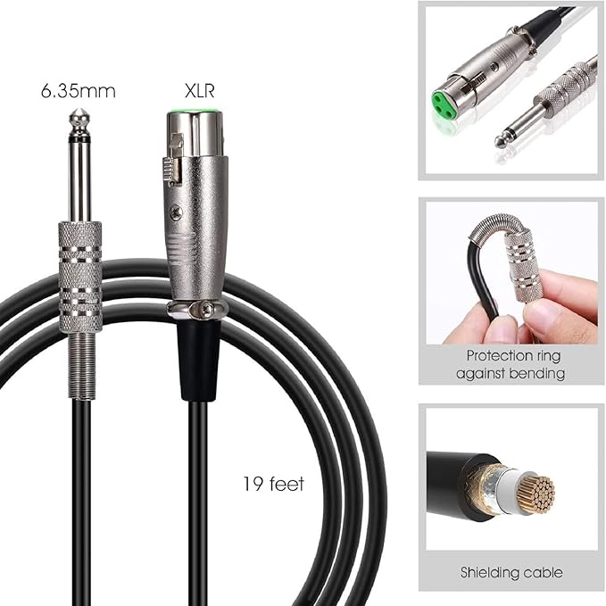 HOTEC Premium Wired Vocal Dynamic Handheld Microphones - Includes 19ft Detachable XLR Cable and ON/Off Switch - 2 Pack Metal Black