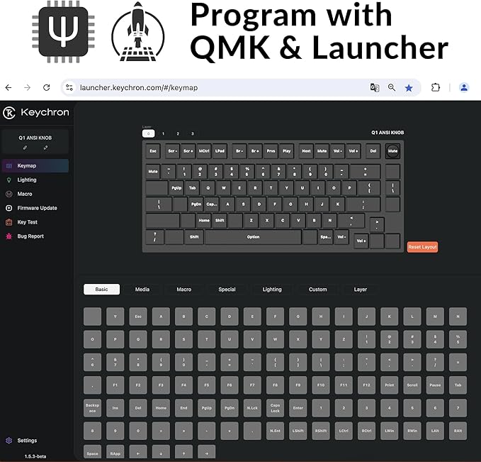 Keychron Q1 RGB Wired Custom Mechanical Keyboard Knob Version 75% Layout QMK/VIA Programmable with Hot-swappable Gateron G Pro Brown Switch Double Gasket Compatible with Mac Windows Linux (Blue)