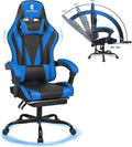 Gaming Chair with Linkage Armrest &amp Footrest High Back Video Gaming Chair Black/Blue