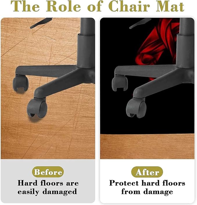 Black Red PU Leather Chair Mat for Hard Floors Basketball Player Silhouette Waterproof Office Floor Mat Chair Floor Protector for Rolling Chair Doodle Style Art Diameter 55 in