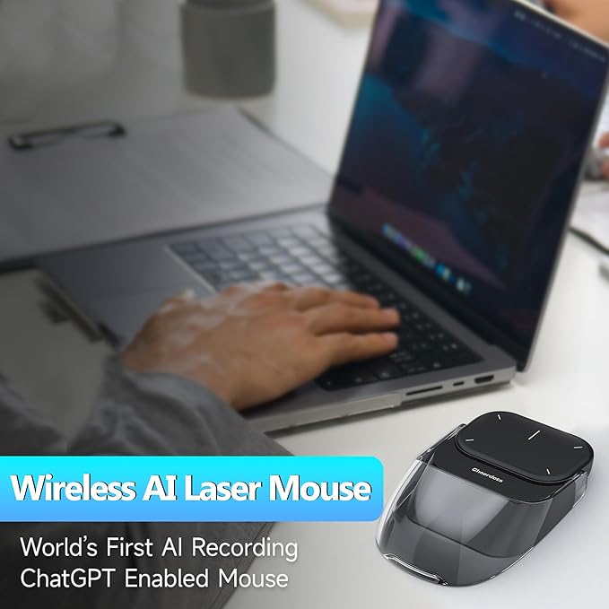 2026 Upgraded AI Voice Smart Mouse - Wireless Speech to Text Mouse with Real-Time Translation Rechargeable Silent Optical Mouse for Laptop PC Compatible with Windows &amp Mac OS (Black)