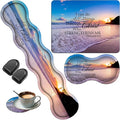 Keyboard Wrist Rest Pad + Mouse Wrist Rest Pad +Mouse Pad + Coaster + Hook Set Ergonomic Wrist Pain Relief Anti-Slip Mouse Pad for Home and Office Beach Philippians 4-13