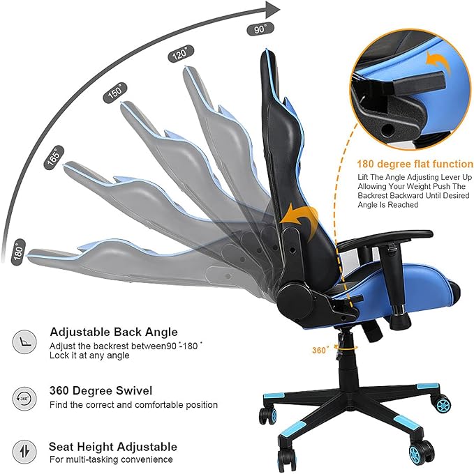 cabilock 6 Pcs Gaming Office Chair Regulators Computer Chair Adjusters Chair Multi Angle Tuners E- Sports Chair Adjusters Chair Accessories Black