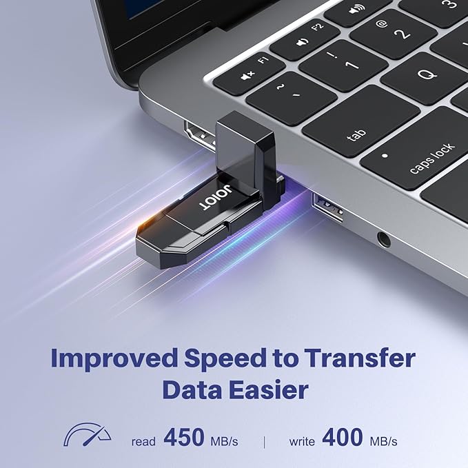 USB C Flash Drive 256GB Up to 450MB/s Dual Type-C &amp USB-A USB 3.2 Solid State Drive USB-C Thumb Drive Compatible with iPhone 15/16 Series Smartphone Tablet Laptop Car Smart TV Game Console