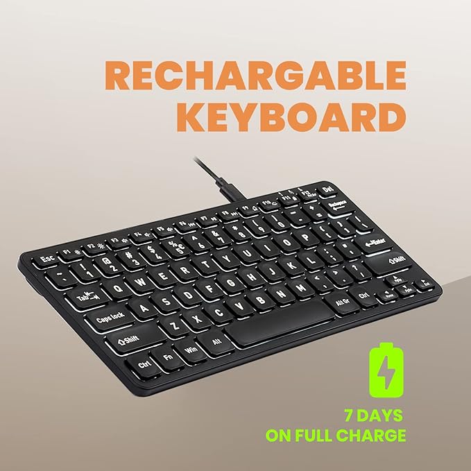 Perixx PERIBOARD-732B Wireless Backlit Mini Keyboard - X Type Scissor Keys - White Backlit - US EnglishBlack11950