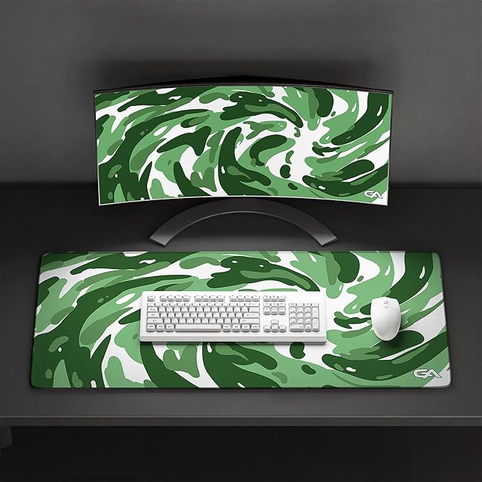 GutzyAiden Swirl Extended Extra Large Mouse Pad | Gaming Setup | Hybrid Polyester Fabric Top | Non-Slip Natural Rubber Base | 5mm Thick | Forrest Swirl | XXL - 36 x 18 |