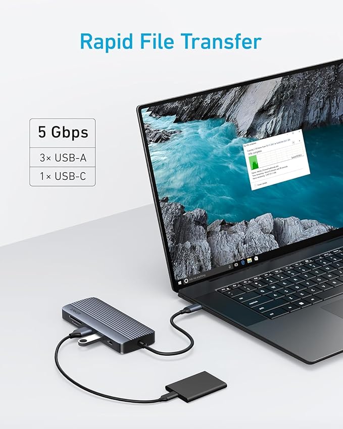 Anker 10-in-1 USB C Hub Dual-Display USB C Docking Station One 4K@30Hz HDMI 1080p VGA 100W Power Delivery 5 Gbps USBC&ampA Data Ports for Dell XPS Dell Vostro 5320 Laptop and More