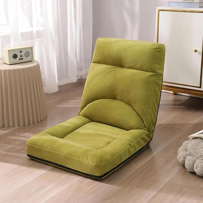 NaKeah Foldable Lazy Sofa Chair 5-Position Adjustable Floor Chair Padded Gaming Recliner for Reading Living Room Bedroom IndoorC