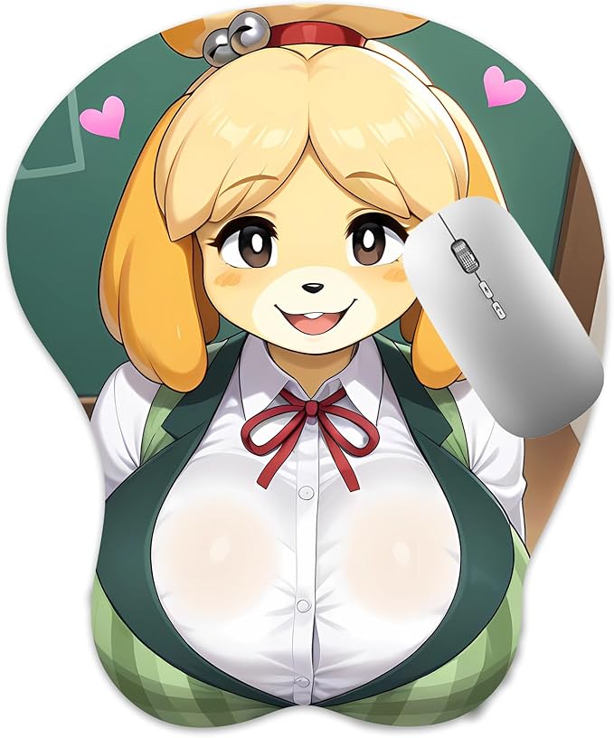 Oppai Mouse pad with Wrist Support Ergonomic 3D Mousepad Rest Gel Anime Manga Kawaii Wrist Pads Pain Relief and Easy Typing Gaming Notebook Computer Home Office (Isabell)