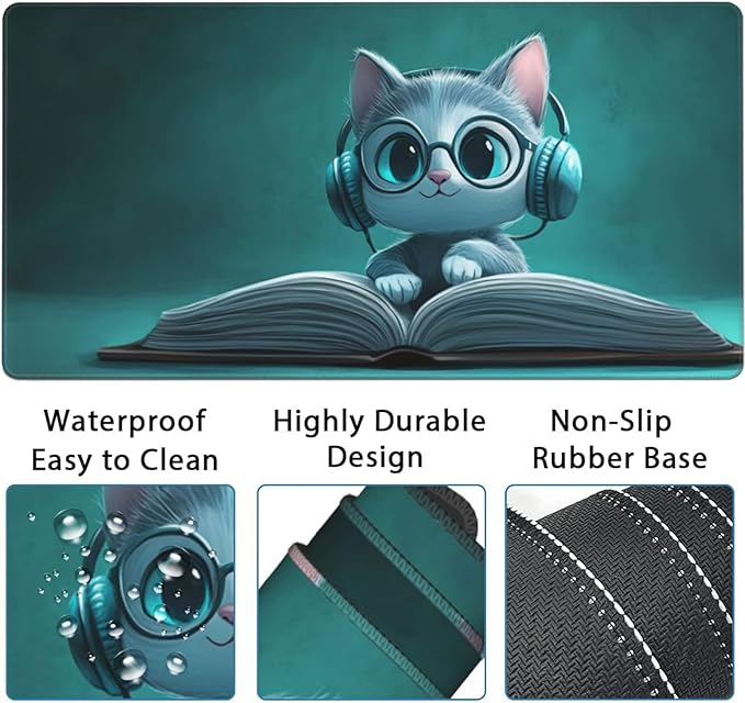 AQQA Mouse Pad SetErgonomic Mouse Pad with Wrist RestComfortable Mousepad with Smooth Wrist Support Surface and Non-Slip PU Base forHome Office Desk Accessories Decor SuppliesCute Cat