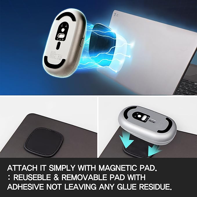 Magnito – Magnetic Wireless Bluetooth Mouse for MacBook iPad Laptop Windows Chrome OS Linux – Compact &amp Portable Slim Lightweight Quiet Clicks – The Best Travel Mouse (Silver)