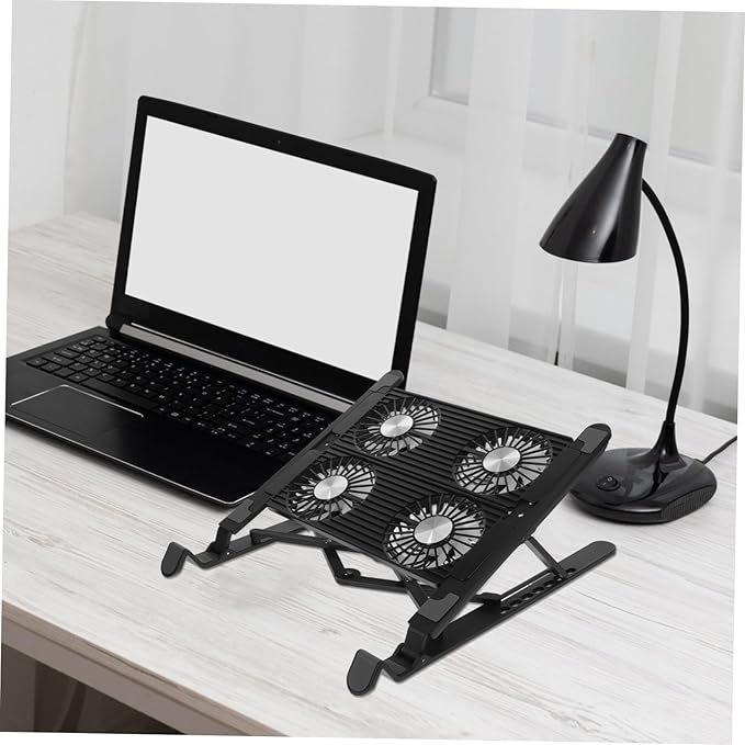 ARTIBETTER 1set Laptop Cooling Pad Adjustable Height Portable Laptop Stand for Cooling USB Powered Fan for Gaming and Office Use Compact and Design