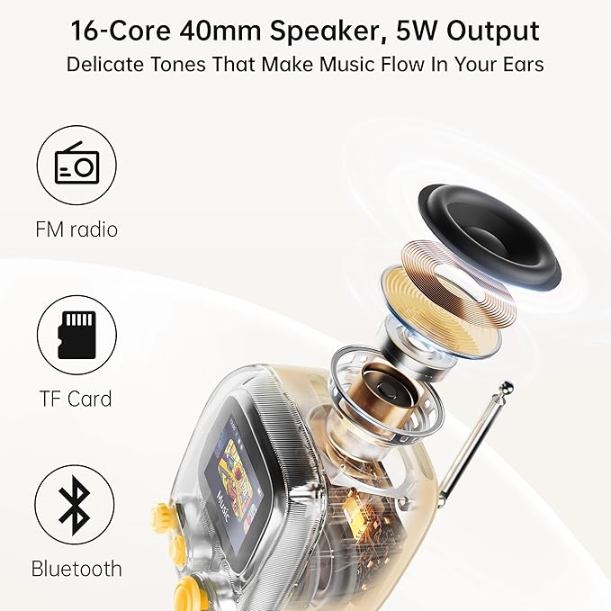 Divoom Tiivoo-2 Retro Pixel Bluetooth Speaker with USB-C/TF Playback Custom Pixel Art Display Alarm Clock &amp White Noise Sleep Mode Desk Setup for Home Office Gifts for Women Men Cream