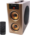 Rockville RHB70 Home Theater Compact Powered Speaker System Bluetooth/USB/SD/FM 4 Subwoofer 2.1 Channel 100W Peak Cherry Wood Finish for Home Entertainment