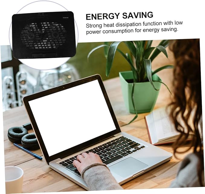 NUOBESTY Laptop Cooling Mat Dual USB Fans Portable Notebook Cooler for Efficient Heat Dissipation for Gaming and Workstations Black