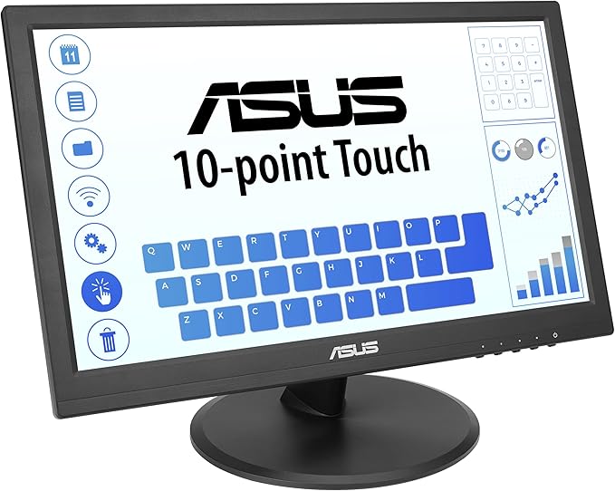 ASUS 15.6” 1080P Touch Monitor (VT169HE) - Full HD 10-Point Touchscreen IPS Wide Viewing Angle Frameless Eye Care Flicker Free Low Blue Light HDMI Windows 11 Compliance VESA Mountable