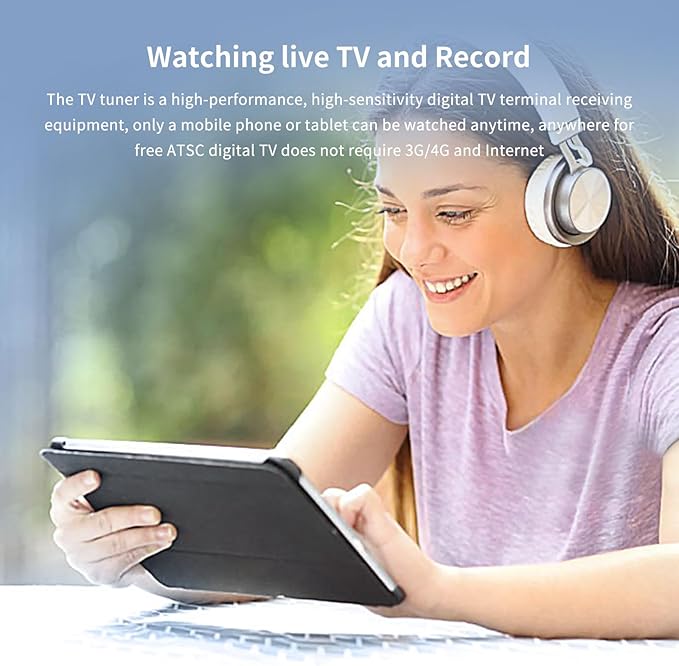 Micro USB TV Tuner Card with Type C Adapter - Watch Live TV Anywhere Freeview HD Receiver Wireless HDTV Stick Tuner USB Antenna for Android Phone Tablet PC - No Internet Needed