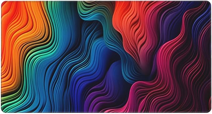 Vibrant Wavy Rainbow Desk Cover MatExtended Large Mouse PadComputer Laptop Mat Desk Decor for Office Game Home 30x16 Inch