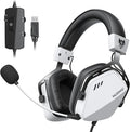 NUBWO HG03 Wired USB-A Gaming Headset for PC Computer Headset with 7.1 Surround Sound Noise Canceling Mic 50MM Driver Wired Headphones for PC Laptop Office - White