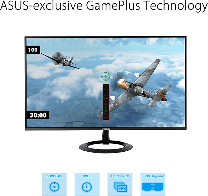 ASUS 24” (23.8-inch viewable) Eye Care Monitor (VZ24EHF) - IPS Full HD (1920 x 1080) Frameless 100Hz Adaptive-Sync 1ms HDMI Low Blue Light Flicker Free Ultra-Slim Profile 3 Year Warranty