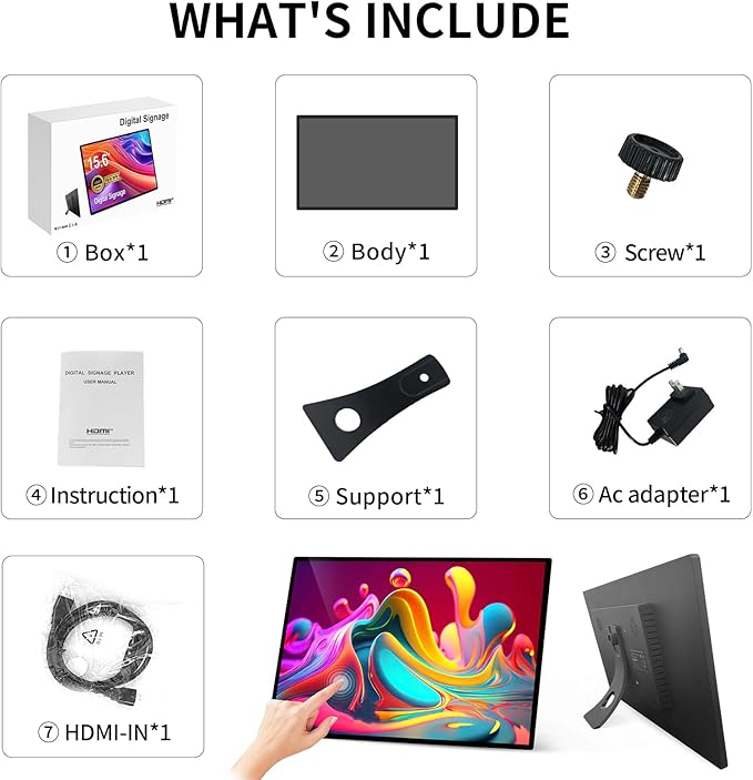15.6 Digital Signage Displays 10000 mAh Capacitive Touch Screen Advertising Display with HDMI-in All in One LCD Commercial Monitor Player with Android 11(2+32GB)