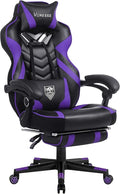 Vonesse Gaming Chair Big and Tall Gaming Chair with Footrest and Massage Gaming Chairs for Adults with Lumbar Support Ergonomic High Back Computer Chair with Pocket Spring Cushion (Purple/Black)