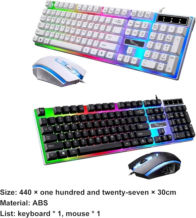 Gaming Keyboards and Mouse 1 Set G21 Wired Keyboard Sensitive Plug Play ABS RGB Backlight 1600dpi Mouse for Computer