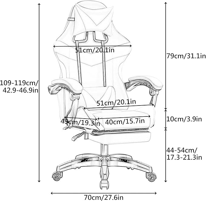 Video Game Chairs with Footrest Gamer Chair for Adults Leather Swivel Gaming Chair 350Lb Capacity Reclining Computer Chair with Headrest and Lumbar SupportRedHeight 109119CM