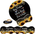 3 in 1 Keyboard Wrist Rest + Mouse Pad and Coaster Ergonomic Gel Mouse Pad and Keyboard Pad Set Comfortable Lightweight for Easy Typing Pain Relie Sunflower Inspirational Quote