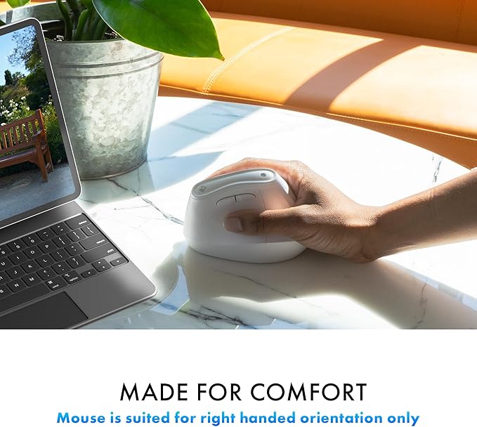 J-Tech Digital Wireless Mouse Vertical Ergonomic Mouse with 2.4G Wireless &amp Bluetooth for 3 Multi-Device Function Adjustable DPI Modes Compatible with PC Mac Laptop - White
