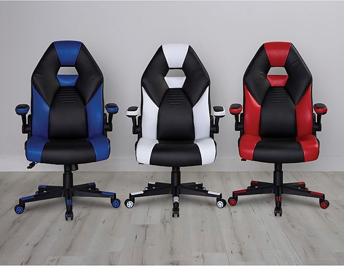 RS Gaming™ RGX Faux Leather High-Back Gaming Office Chair Black/Blue BIFMA Compliant