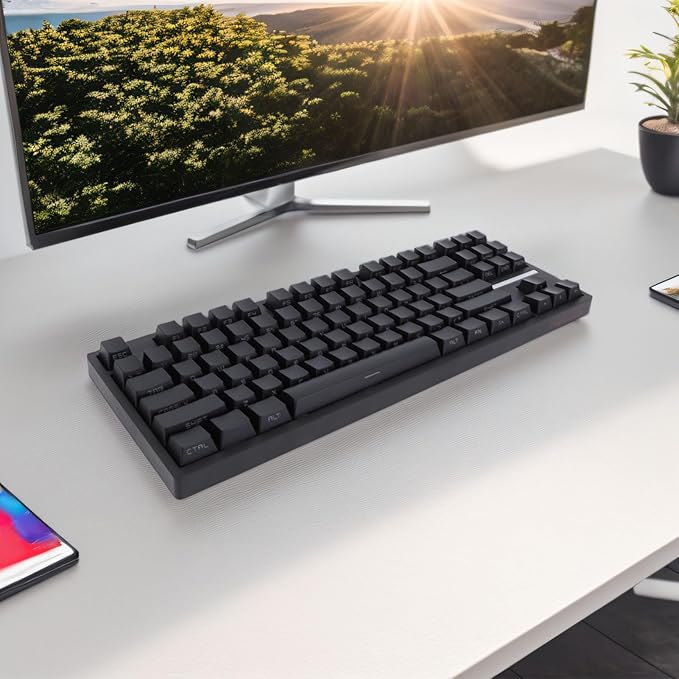 Zunate 87 Key Gaming Mechanical Keyboard Red Switch RGB Backlit Wire Less 2.4G Bluetooth Type C NKRO for Computer Laptop PC 2000 ME Vista 7 8 10 HarmonyOS OS X