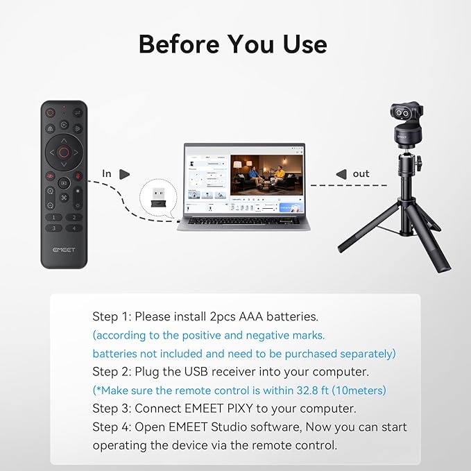 EMEET PIXY Dual-Camera AI-Powered PTZ Camera 4K and Remote