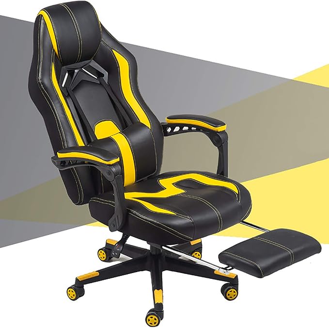 Office Chair Gaming Chair Computer Chair High Back Office Chair Ergonomic Computer Chair with Headrest FootrestHeight Adjustable Gaming ChairPU Leather Game Chair Racing Style Recliner Swi