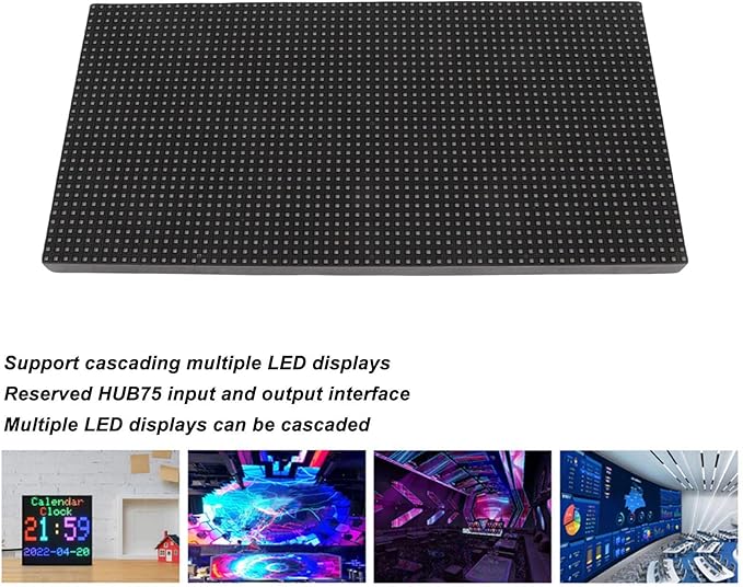 64x32 RGB LED Panel Full Color LED Display for Raspberry for Ardui 4mm Pitch 2048 Dots LEDs Adjustable Brightness Support Multiple LED Displays Cascade